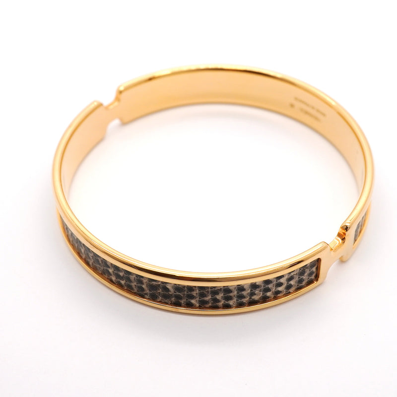 【6jhb0339】エルメス バングル オランプ GPメッキ リザード ゴールド【中古】レディース
