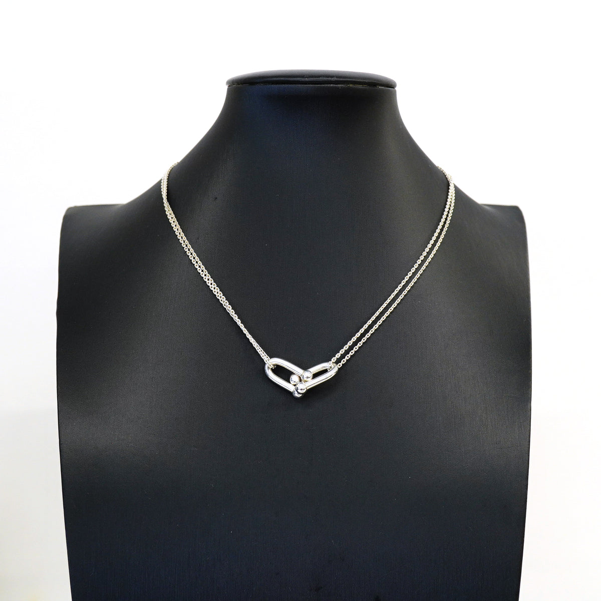 【6jhb0347-k】ティファニー ネックレス ハードウェア/ダブルリンク シルバー925【中古】レディース