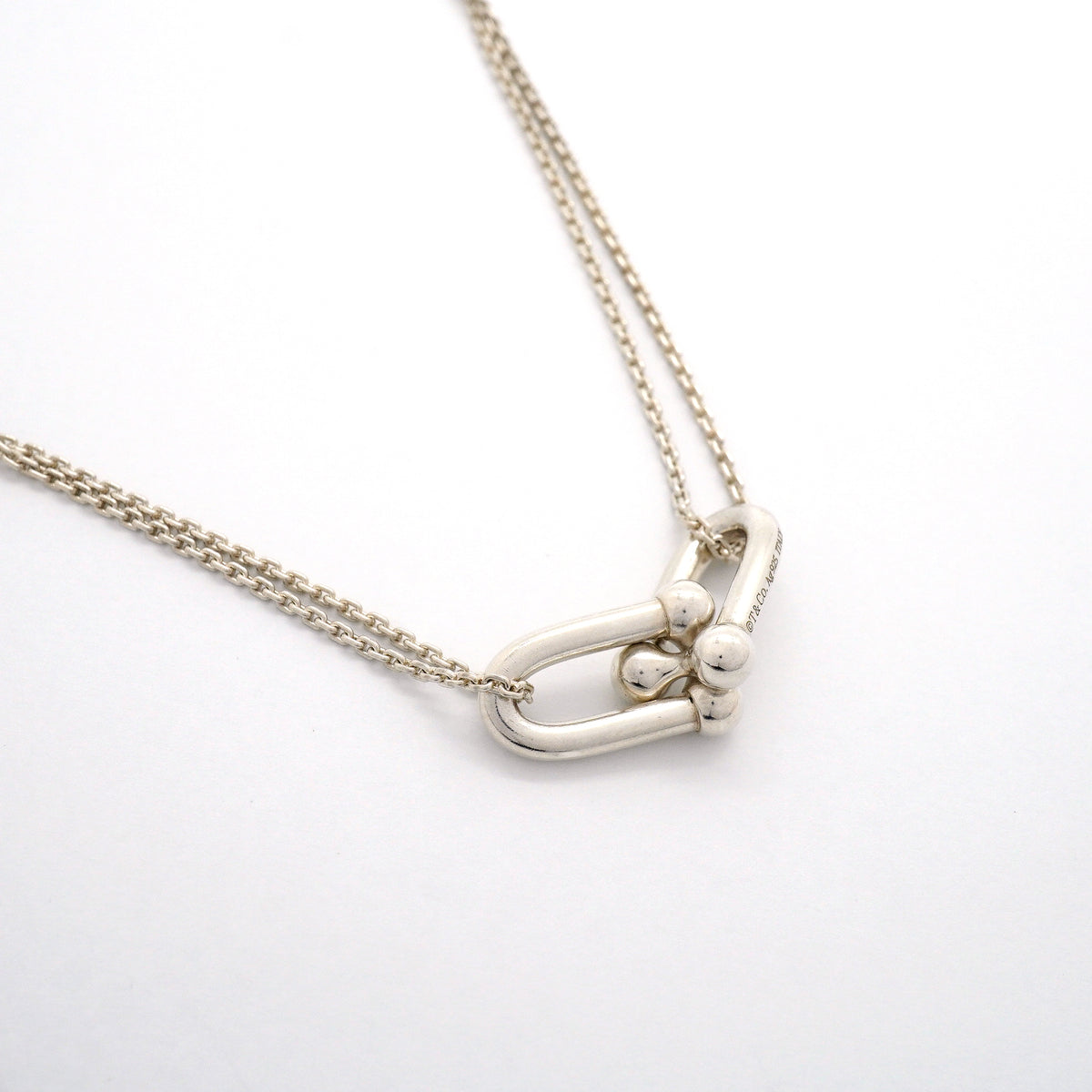 【6jhb0347-k】ティファニー ネックレス ハードウェア/ダブルリンク シルバー925【中古】レディース