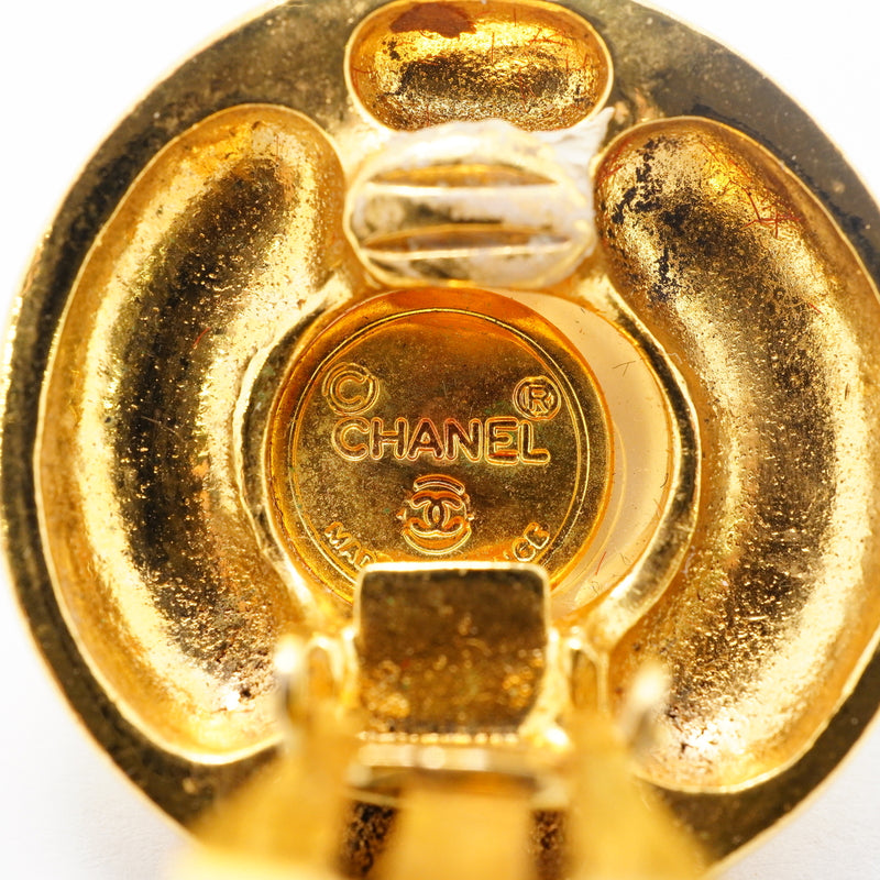 【6jhb0352-k】シャネル イヤリング ヴィンテージ シャネルロゴ GPメッキ フェイクパール ゴールド【中古】レディース