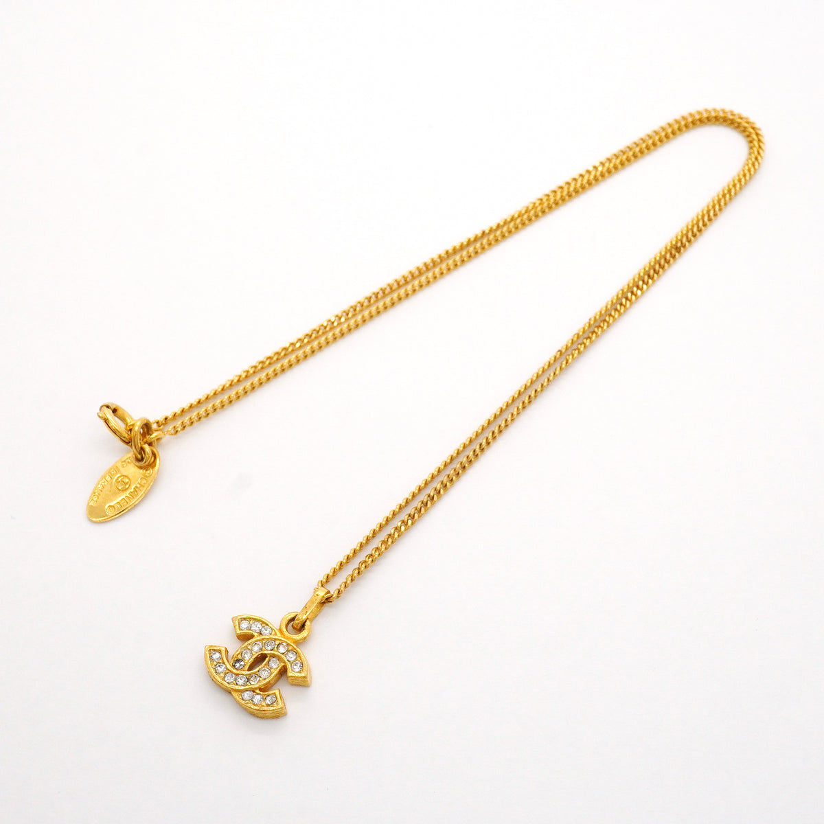 【6jhb0357】シャネル ネックレス ヴィンテージ ココマーク GPメッキ ラインストーン ゴールド【中古】レディース