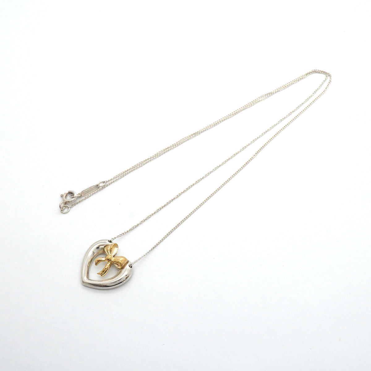 【6jhb0359】ティファニー ネックレス ハートリボン K18YG イエローゴールド シルバー925【中古】レディース
