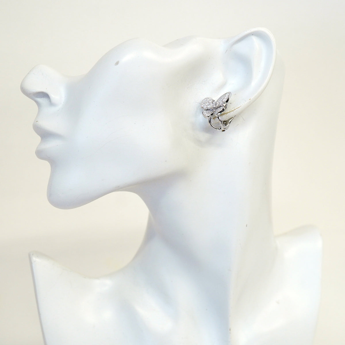 【6jhb0363】ヴァンクリーフ＆アーペル ピアス ドゥ パピヨン K18WG ホワイトゴールド ダイヤモンド【中古】レディース