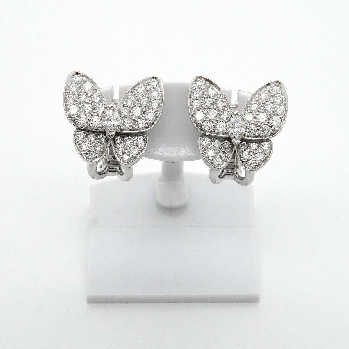 【6jhb0363】ヴァンクリーフ＆アーペル ピアス ドゥ パピヨン K18WG ホワイトゴールド ダイヤモンド【中古】レディース