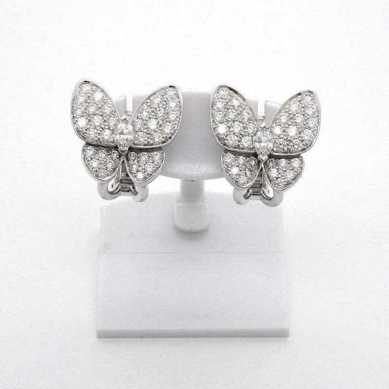 【6jhb0363】ヴァンクリーフ＆アーペル ピアス ドゥ パピヨン K18WG ホワイトゴールド ダイヤモンド【中古】レディース
