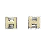 【6jhb0364】エルメス ピアス Hキューブ カージュドアッシュ メタル シルバー アイボリー【中古】レディース