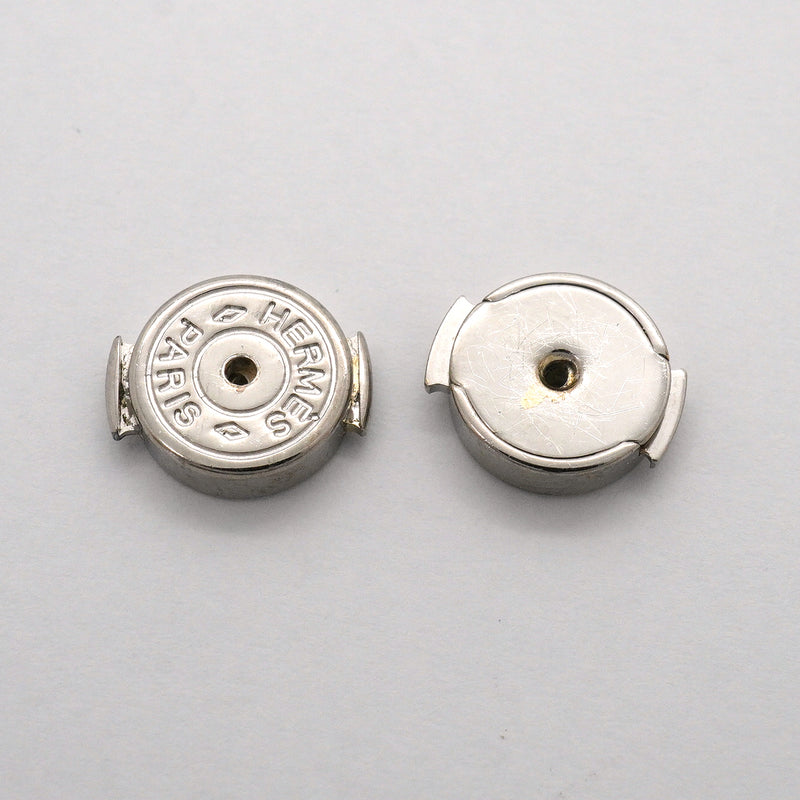 【6jhb0364】エルメス ピアス Hキューブ カージュドアッシュ メタル シルバー アイボリー【中古】レディース