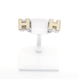 【6jhb0364】エルメス ピアス Hキューブ カージュドアッシュ メタル シルバー アイボリー【中古】レディース