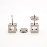 【6jhb0364】エルメス ピアス Hキューブ カージュドアッシュ メタル シルバー アイボリー【中古】レディース