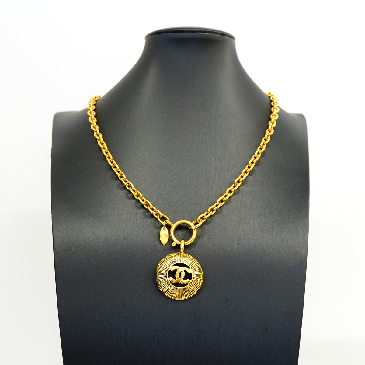 【6jhb0369-k】シャネル ネックレス ヴィンテージ ココマーク 丸型 サークル GPメッキ ゴールド【中古】レディース