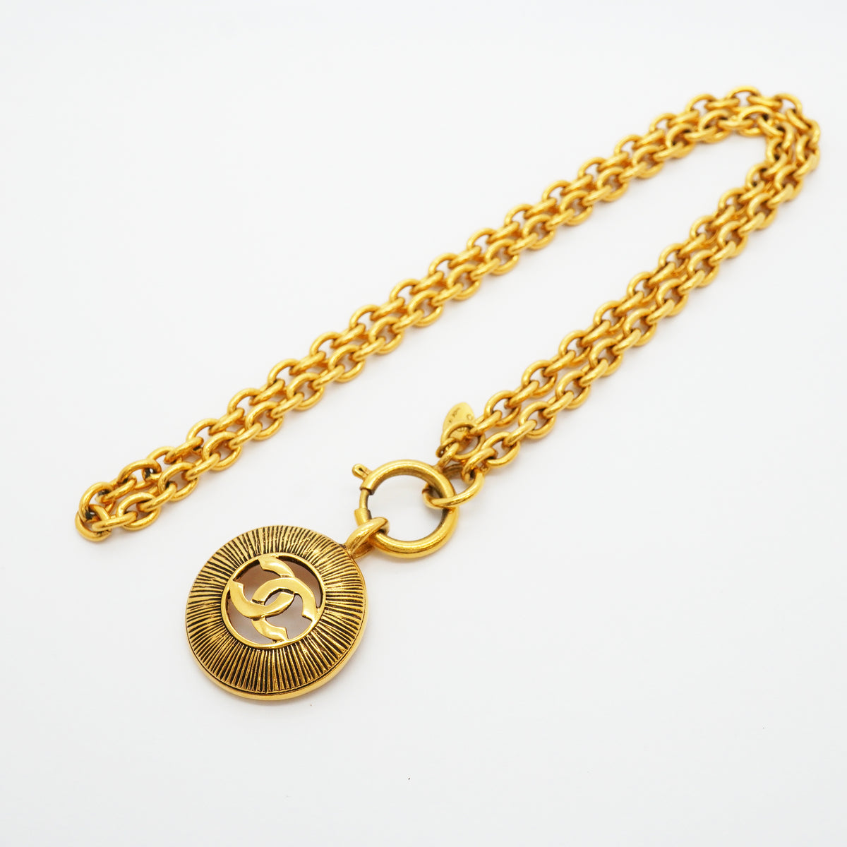 【6jhb0369-k】シャネル ネックレス ヴィンテージ ココマーク 丸型 サークル GPメッキ ゴールド【中古】レディース