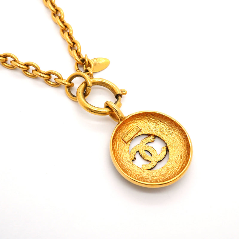 【6jhb0369-k】シャネル ネックレス ヴィンテージ ココマーク 丸型 サークル GPメッキ ゴールド【中古】レディース