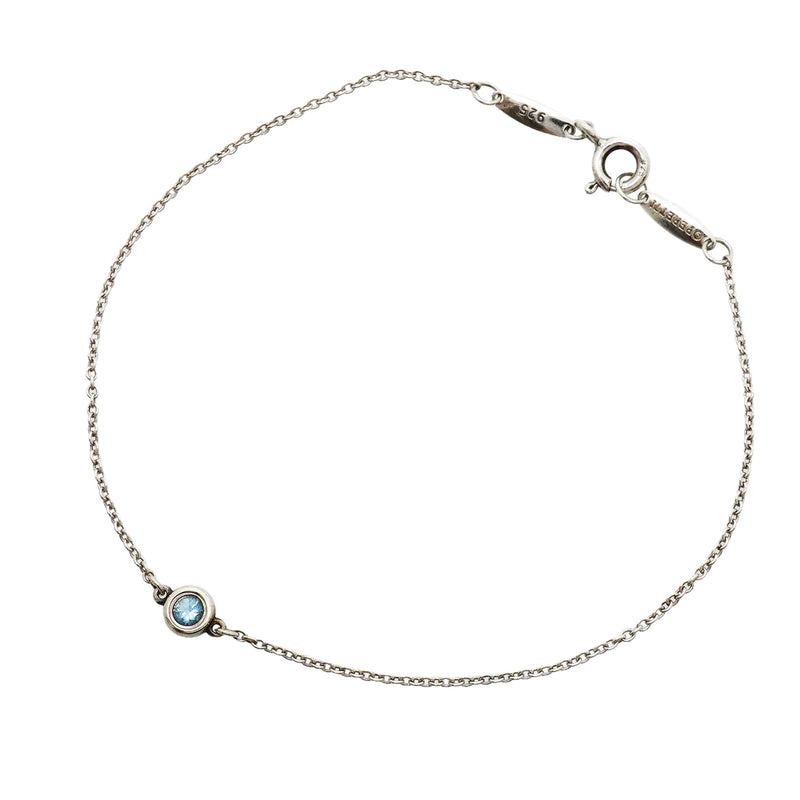 【6jhb0379-k】ティファニー ブレスレット バイザヤード シルバー925 アクアマリン ブルー【中古】レディース