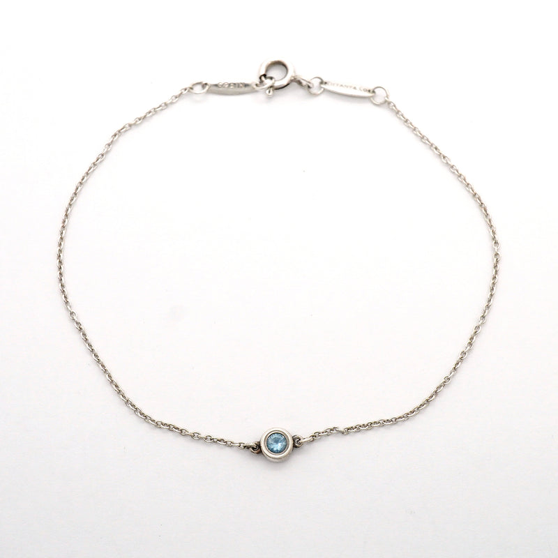 【6jhb0379-k】ティファニー ブレスレット バイザヤード シルバー925 アクアマリン ブルー【中古】レディース