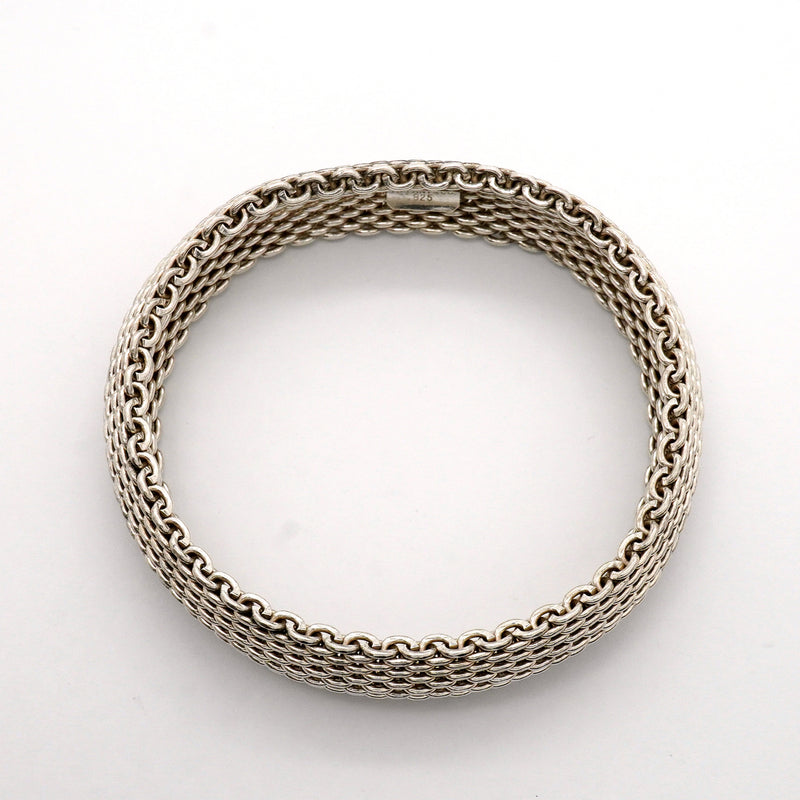 【6jhb0380-k】ティファニー バングル サマセット/メッシュ シルバー925【中古】レディース