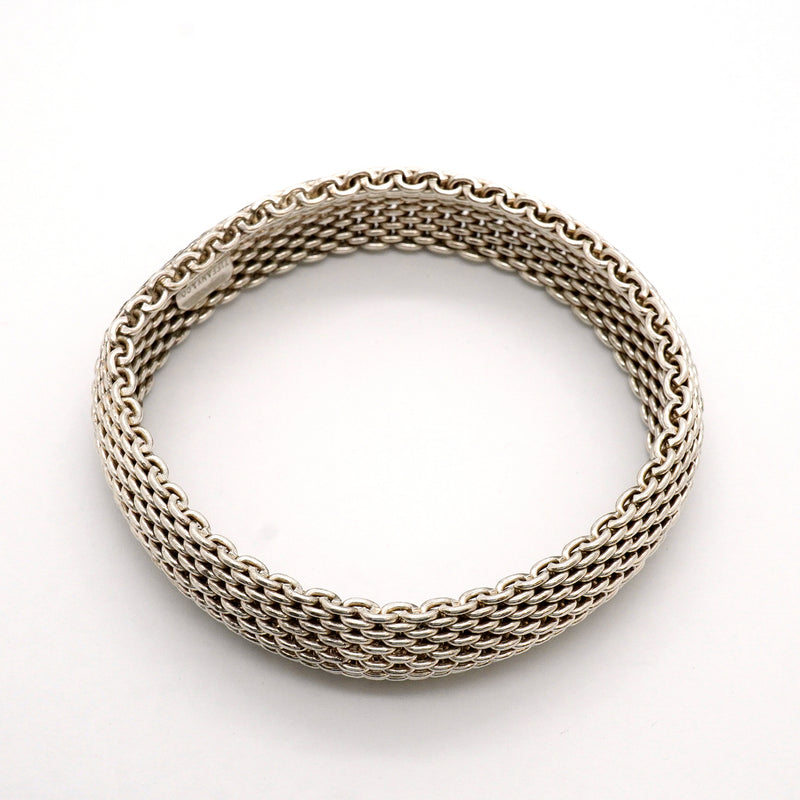 【6jhb0380-k】ティファニー バングル サマセット/メッシュ シルバー925【中古】レディース