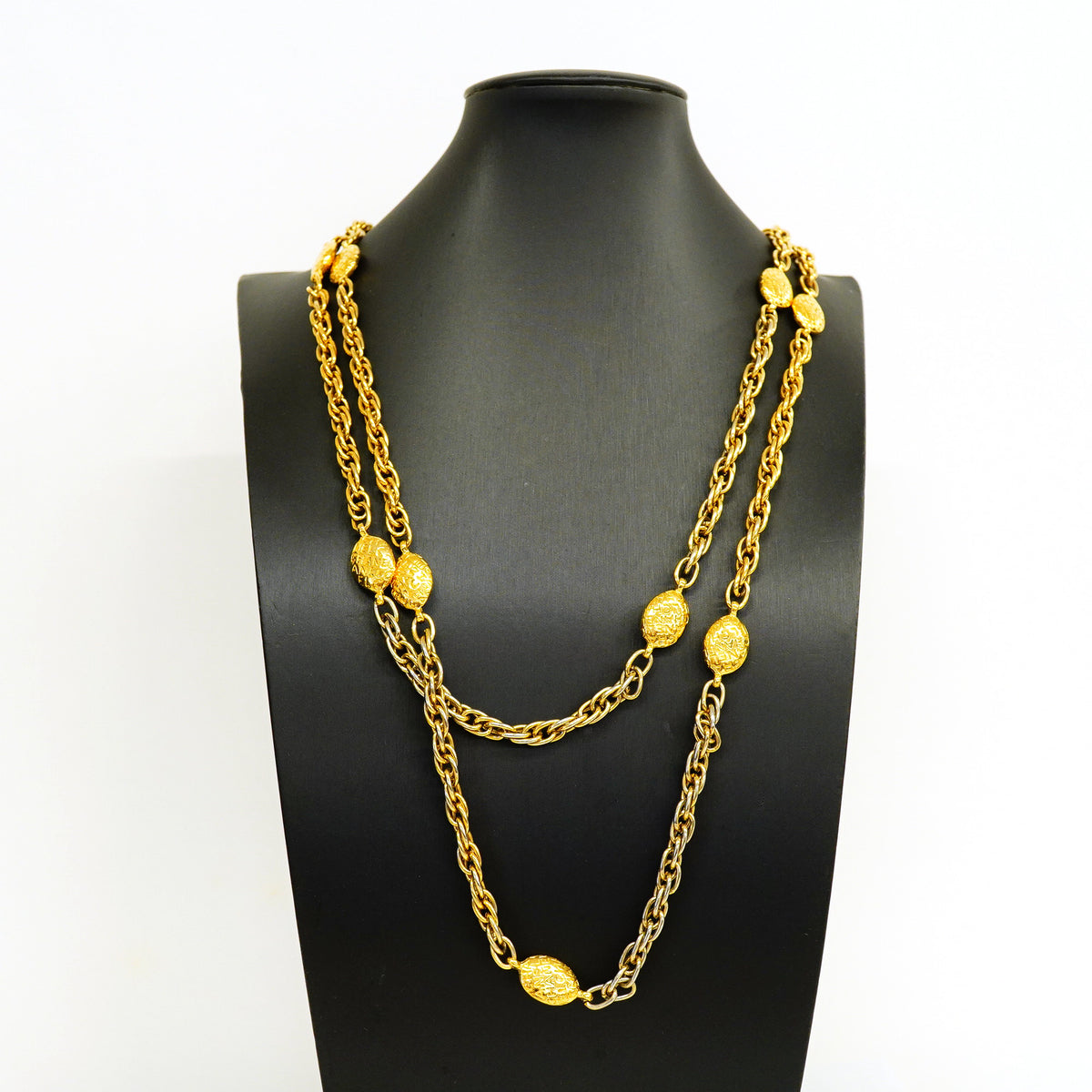 【6jhb0385-k】シャネル ネックレス ヴィンテージ シャネルロゴ GPメッキ ゴールド【中古】レディース