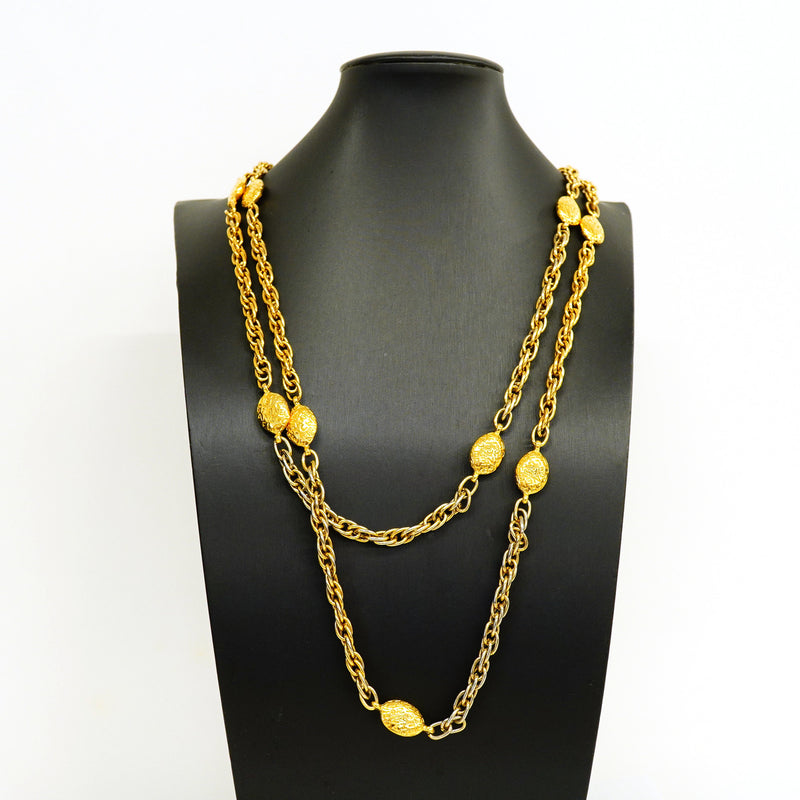【6jhb0385-k】シャネル ネックレス ヴィンテージ シャネルロゴ GPメッキ ゴールド【中古】レディース