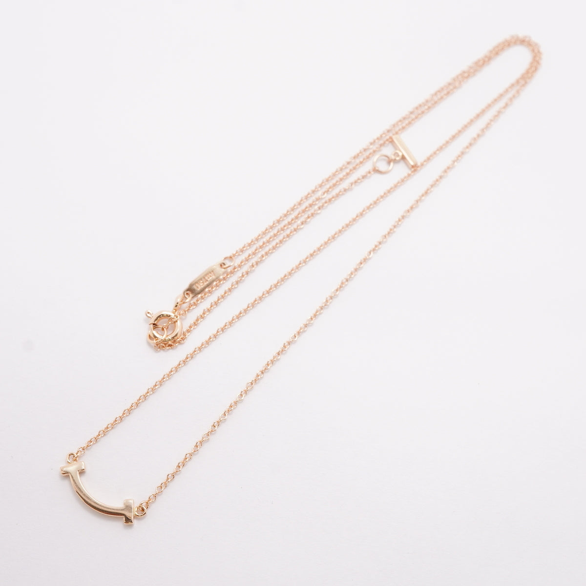 【6jhb0388】ティファニー ネックレス Tスマイル ミニ K18PG ピンクゴールド【中古】レディース