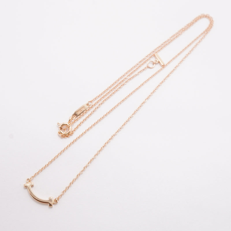 【6jhb0388】ティファニー ネックレス Tスマイル ミニ K18PG ピンクゴールド【中古】レディース