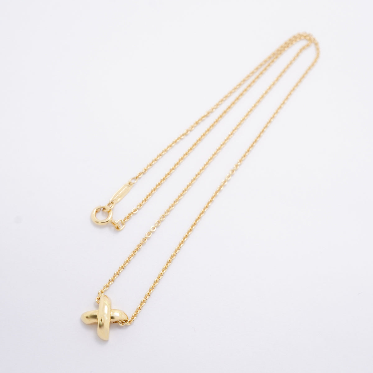 【6jhb0394】ティファニー ネックレス シグネチャー/クロス K18YG イエローゴールド【中古】レディース