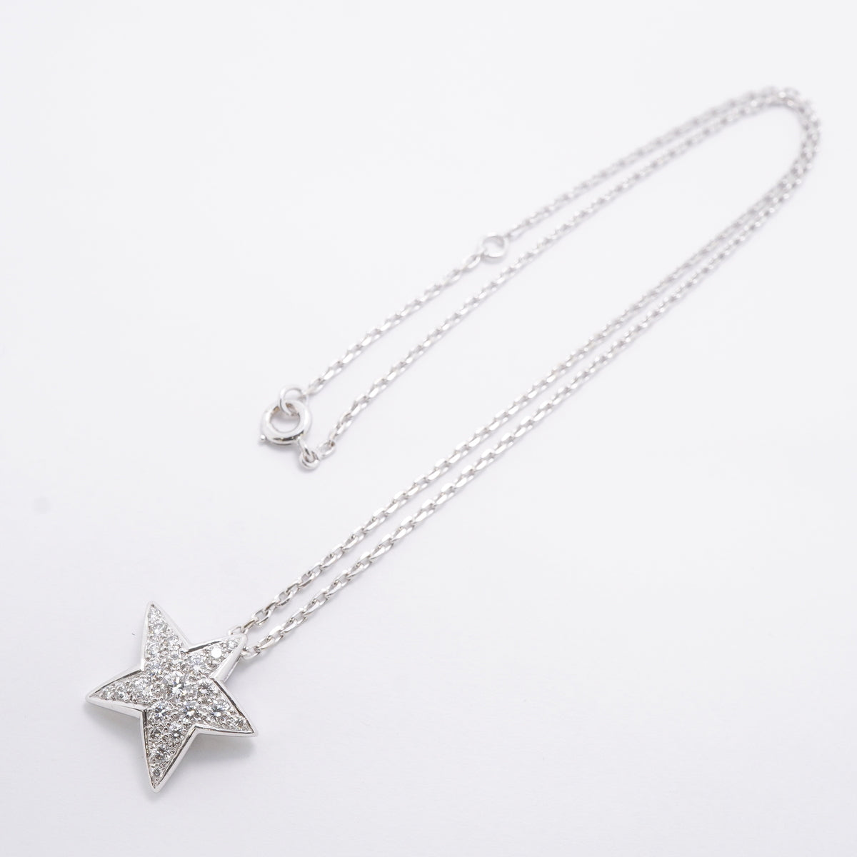 【6jhb0396】シャネル ネックレス コメット 星形 スター ラージ K18WG ホワイトゴールド ダイヤモンド【中古】レディース