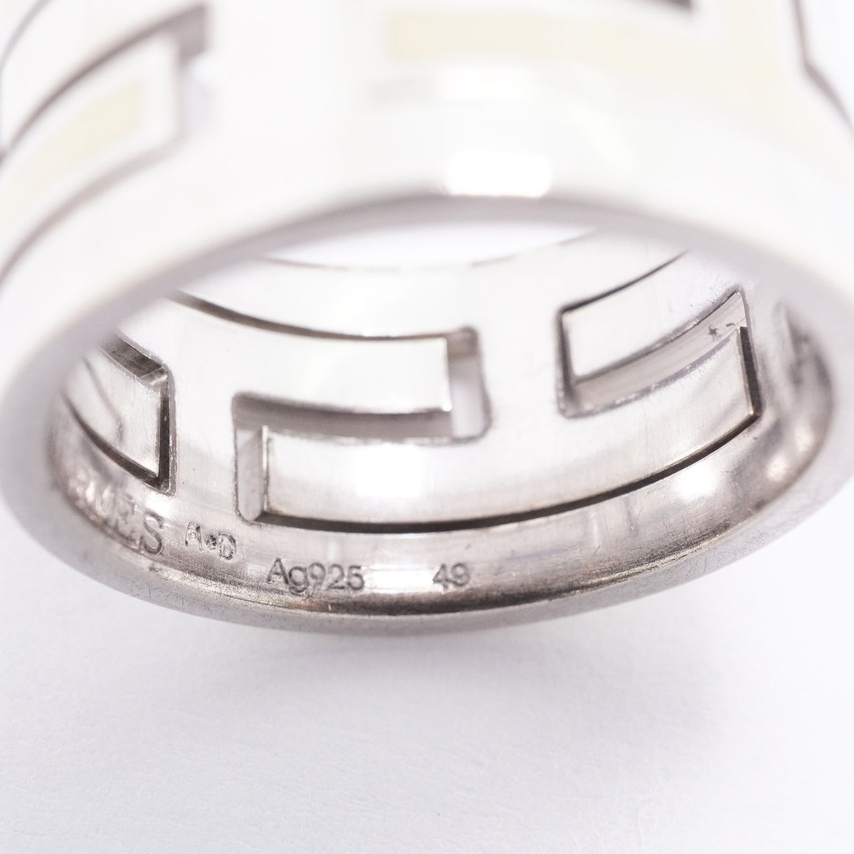 【6jhb0403】エルメス リング ムーブアッシュ シルバー925 クリーム ＃49【中古】レディース