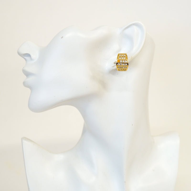 【6jhb0417】クリスチャンディオール イヤリング GPメッキ ラインストーン ゴールド【中古】レディース