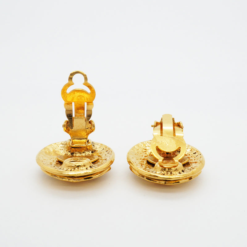【6jhb0429】シャネル イヤリング ヴィンテージ ココマーク 丸型 サークル GPメッキ ゴールド【中古】レディース