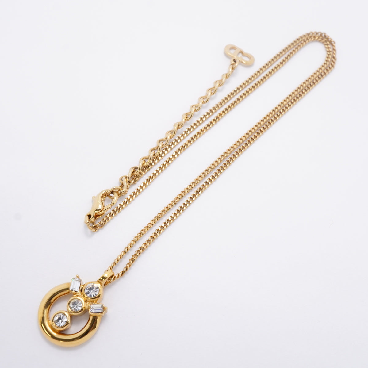 【6jhb0444】クリスチャンディオール ネックレス GPメッキ ラインストーン ゴールド【中古】レディース