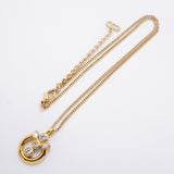 【6jhb0444】クリスチャンディオール ネックレス GPメッキ ラインストーン ゴールド【中古】レディース