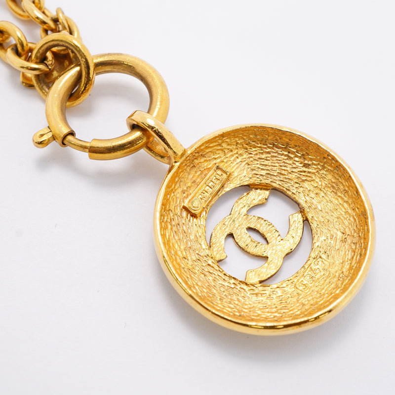 【6jhb0448-k】シャネル ネックレス ヴィンテージ ココマーク 丸型 サークル GPメッキ ゴールド【中古】レディース