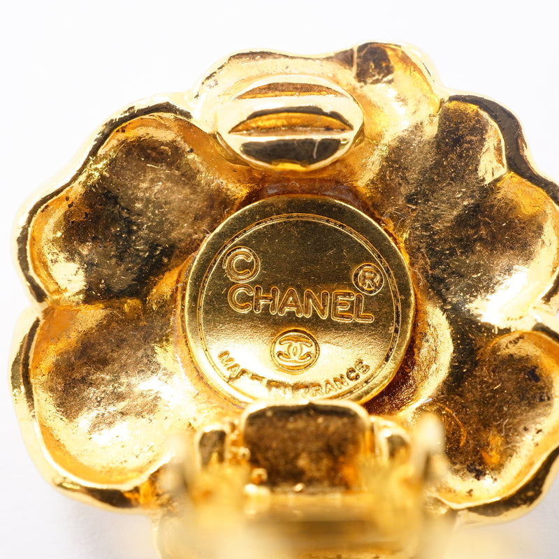 【6jhb0458-k】シャネル イヤリング ヴィンテージ カメリア GPメッキ ゴールド【中古】レディース