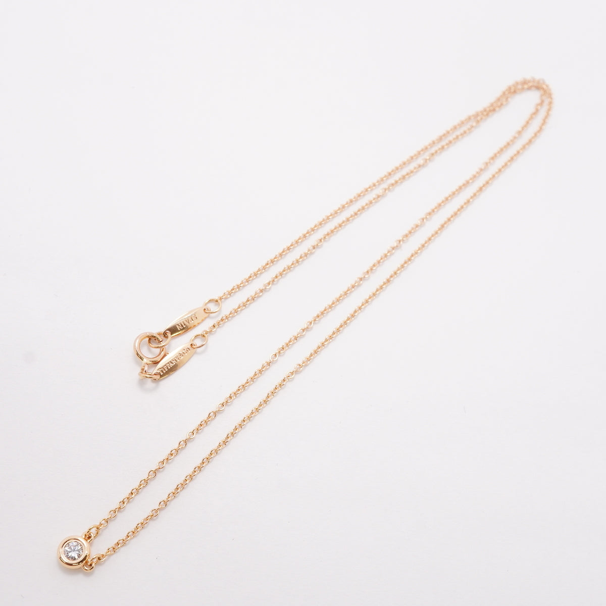 【6jhb0462】ティファニー ネックレス バイザヤード 1PD K18PG ピンクゴールド ダイヤモンド【中古】レディース