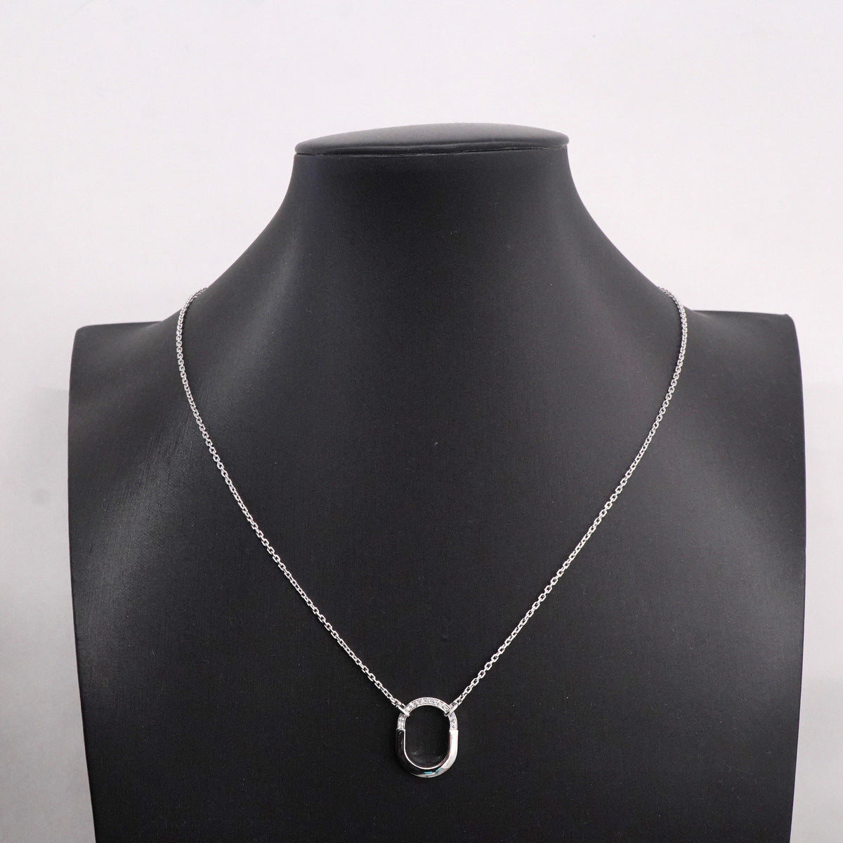 【6jhb0471】ティファニー ネックレス ロック/スモール ハーフダイヤ K18WG ホワイトゴールド ダイヤモンド【中古】レディース