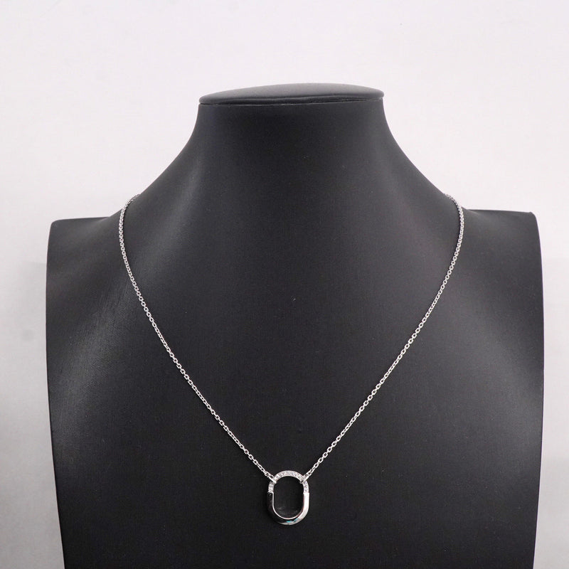 【6jhb0471】ティファニー ネックレス ロック/スモール ハーフダイヤ K18WG ホワイトゴールド ダイヤモンド【中古】レディース