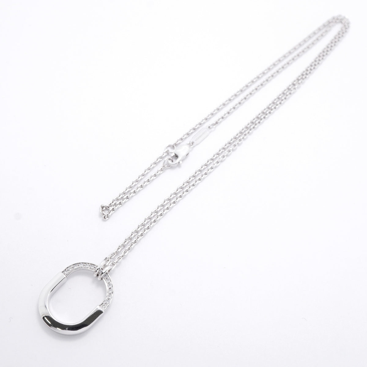 【6jhb0471】ティファニー ネックレス ロック/スモール ハーフダイヤ K18WG ホワイトゴールド ダイヤモンド【中古】レディース