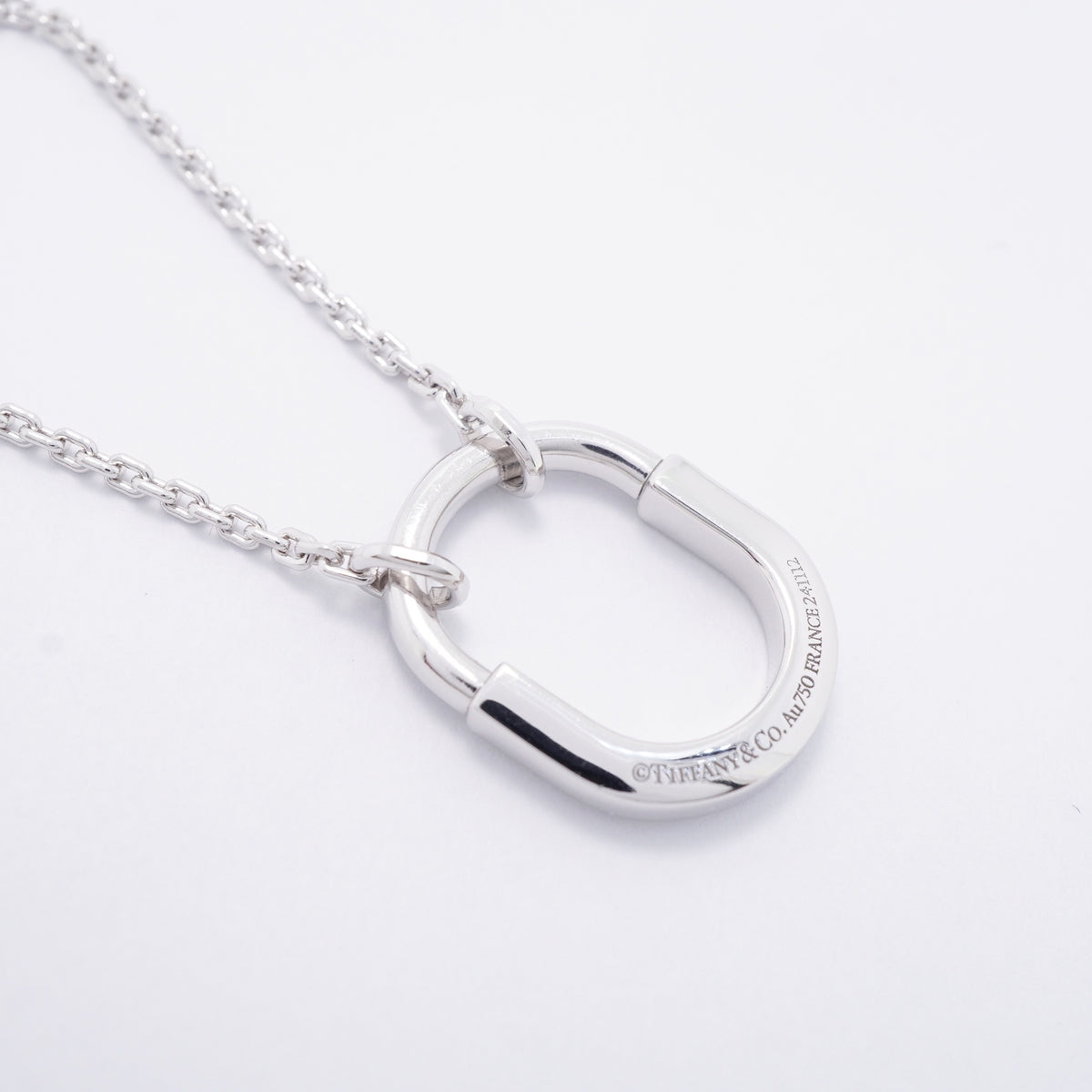 【6jhb0471】ティファニー ネックレス ロック/スモール ハーフダイヤ K18WG ホワイトゴールド ダイヤモンド【中古】レディース