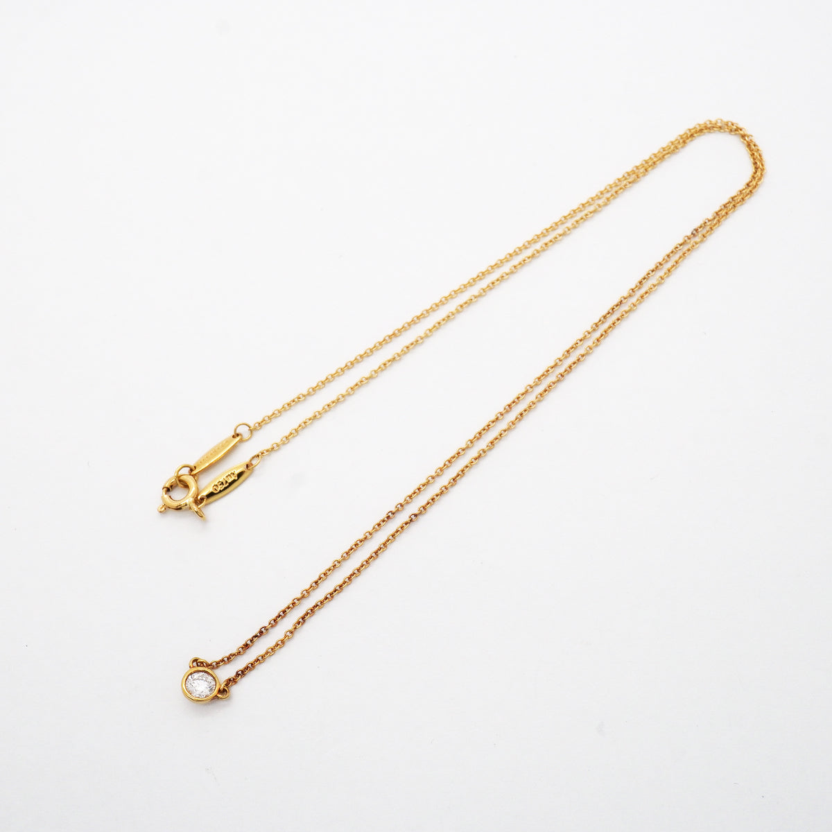 【6jhb0472】ティファニー ネックレス バイザヤード 1PD K18YG イエローゴールド ダイヤモンド【中古】レディース