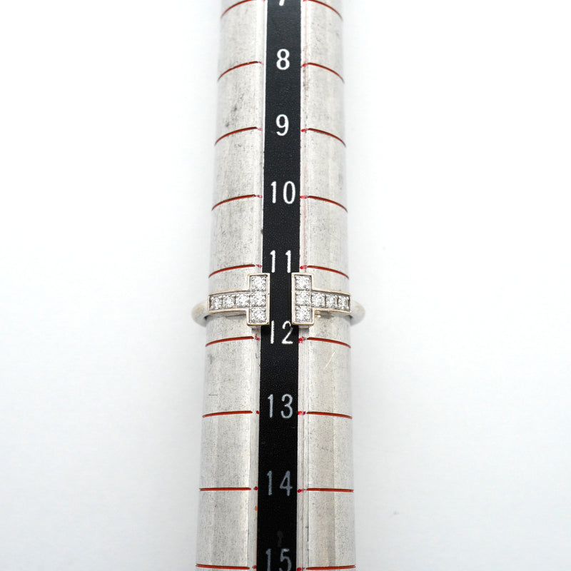 【6jhb0484】ティファニー リング Tワイヤー K18WG ホワイトゴールド ダイヤモンド 11.5号【中古】レディース