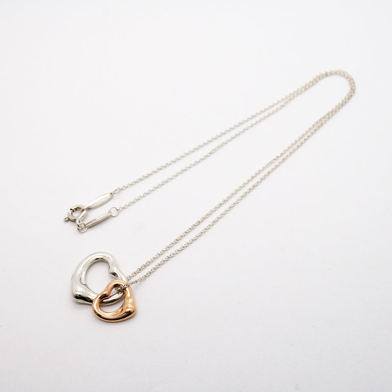 【6jhb0489】ティファニー ネックレス ダブルオープンハート K18PG ピンクゴールド シルバー925【中古】レディース