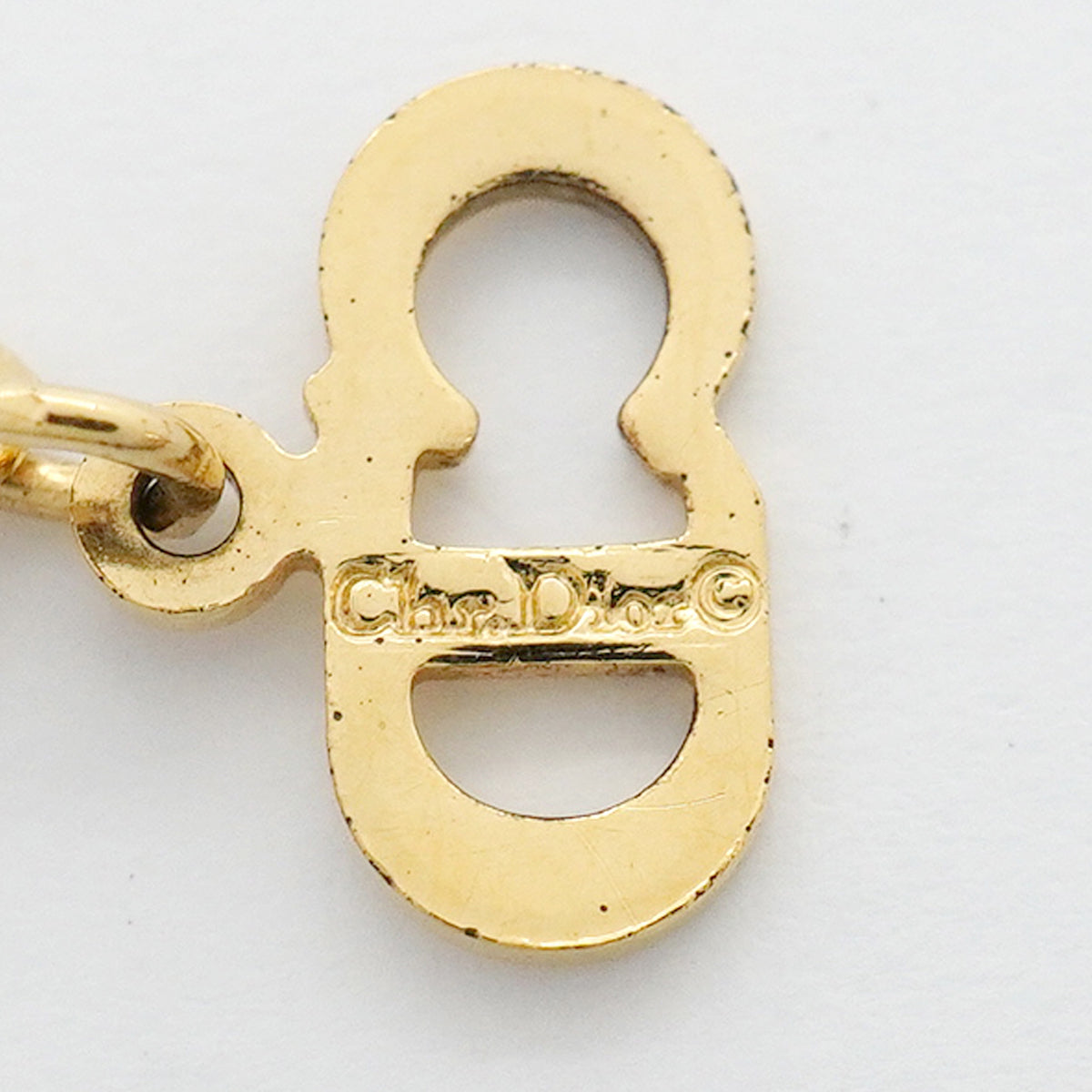 【6jhb0499】クリスチャンディオール ネックレス エンブレム ハートモチーフ GPメッキ ラインストーン ゴールド【中古】レディース