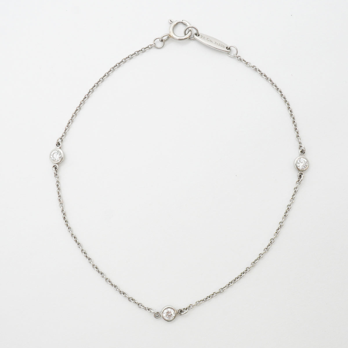 【6jhb0504】ティファニー ブレスレット バイザヤード 3PD Pt950 プラチナ ダイヤモンド【中古】レディース