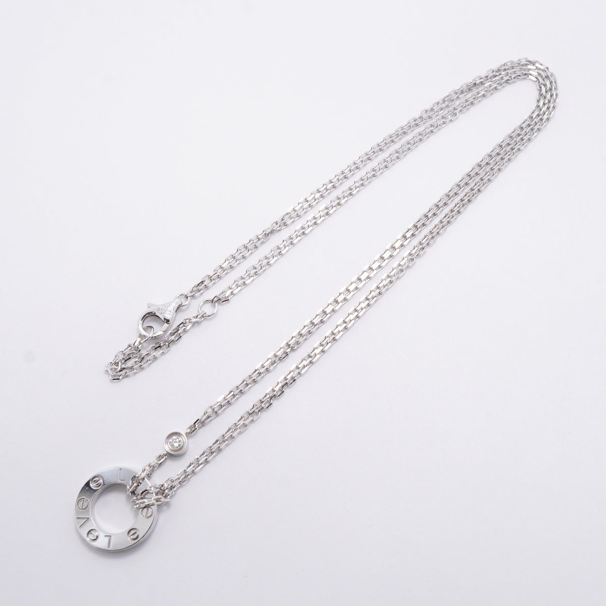 【6jhb0537】カルティエ ネックレス ラブサークル 2PD K18WG ホワイトゴールド ダイヤモンド【中古】レディース