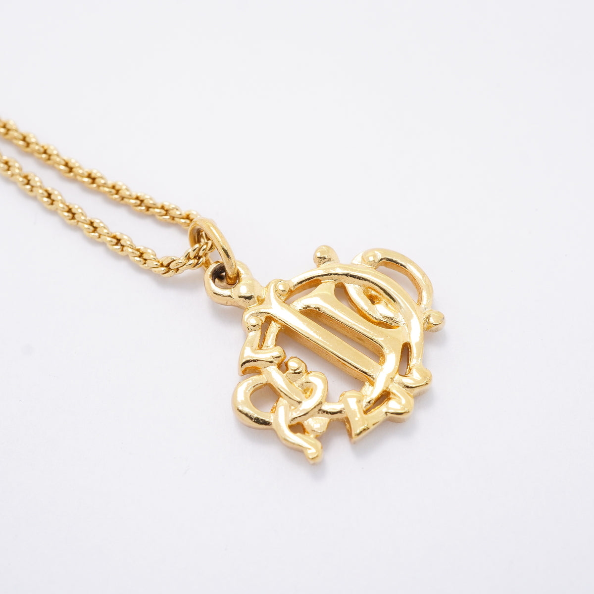 【6jhb0547】クリスチャンディオール ネックレス エンブレム GPメッキ ゴールド【中古】レディース