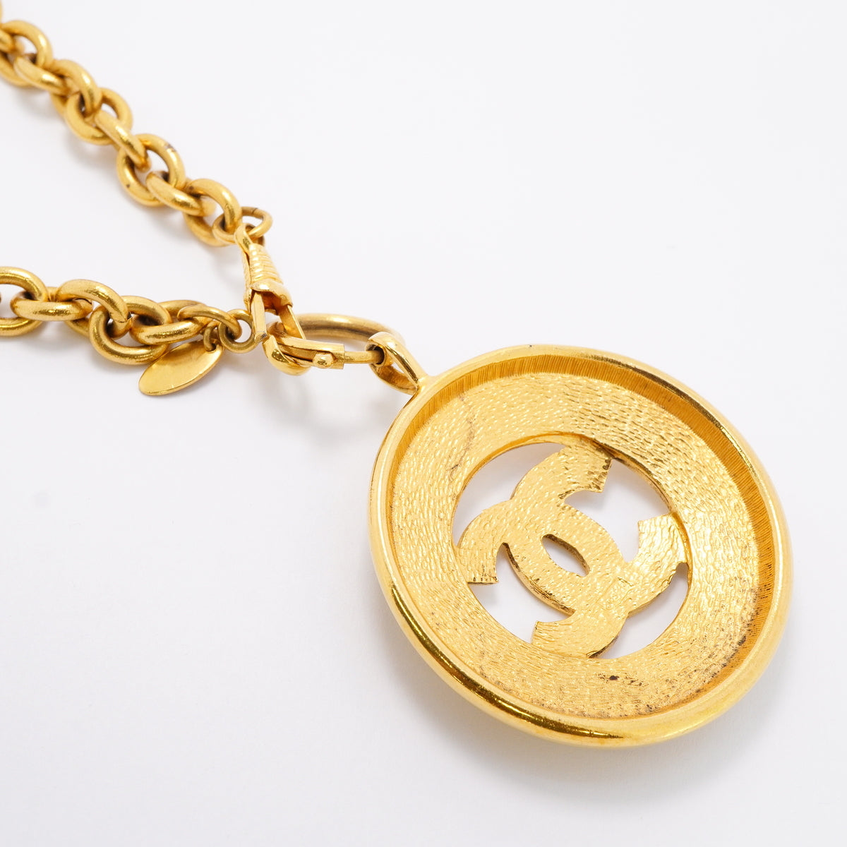 【6jhb0548】シャネル ネックレス ヴィンテージ ココマーク 丸型 サークル GPメッキ ゴールド【中古】レディース