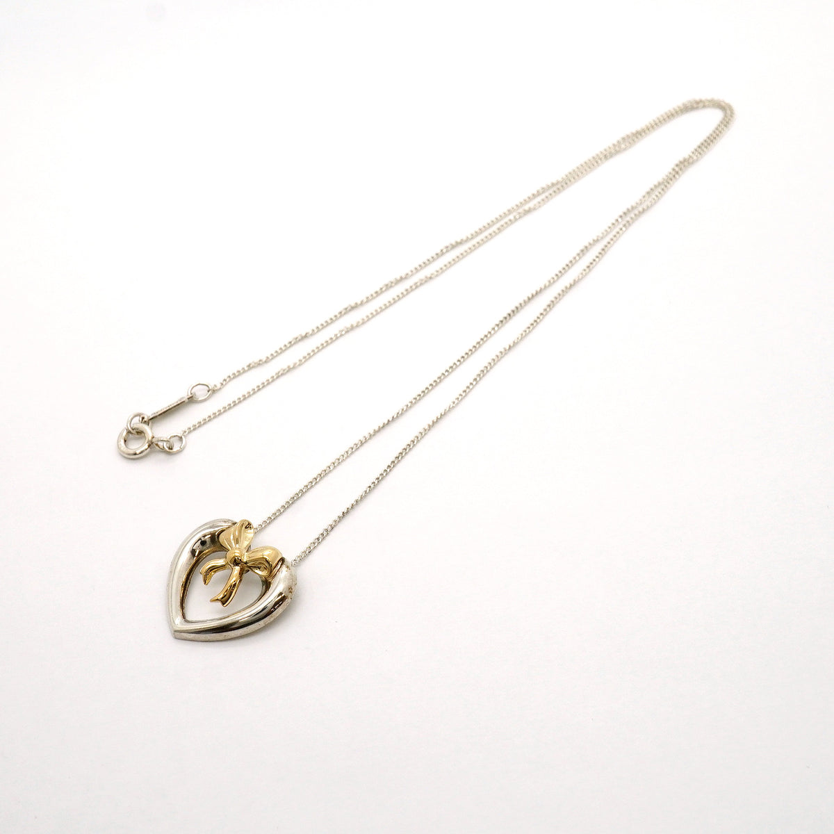 【6jhb0576】ティファニー ネックレス ハートリボン K18YG イエローゴールド シルバー925【中古】レディース