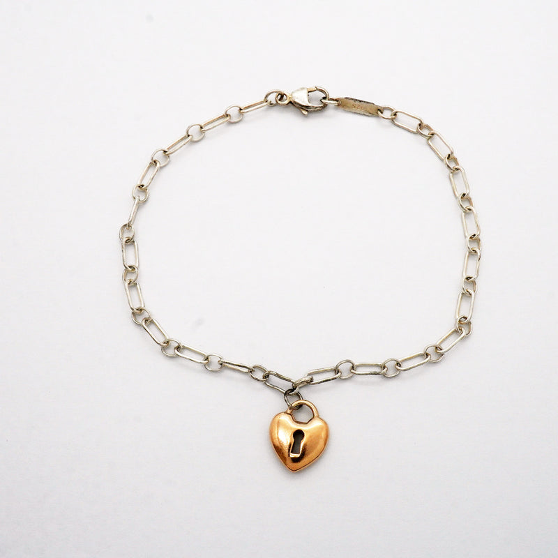 【6jhb0578】ティファニー ブレスレット ハートロック K18PG ピンクゴールド シルバー925【中古】レディース