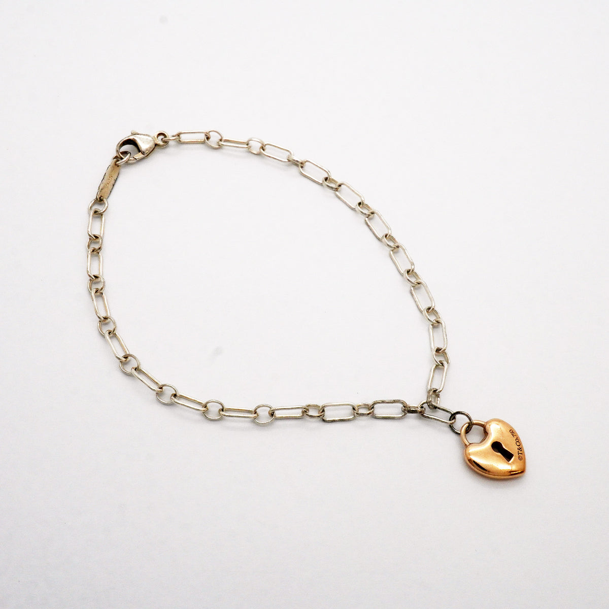 【6jhb0578】ティファニー ブレスレット ハートロック K18PG ピンクゴールド シルバー925【中古】レディース