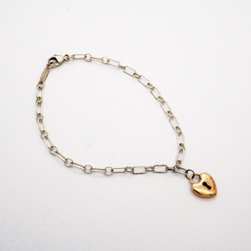【6jhb0578】ティファニー ブレスレット ハートロック K18PG ピンクゴールド シルバー925【中古】レディース